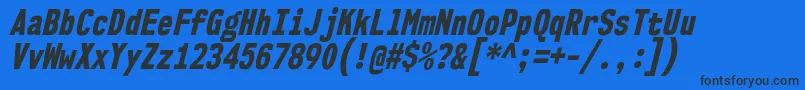 Nk57MonospaceCdEbIt Font – Black Fonts on Blue Background