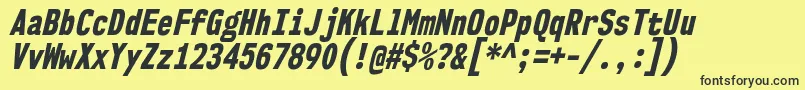 Nk57MonospaceCdEbIt Font – Black Fonts on Yellow Background