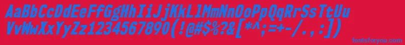 Nk57MonospaceCdEbIt Font – Blue Fonts on Red Background