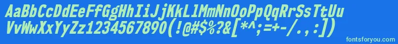 Nk57MonospaceCdEbIt Font – Green Fonts on Blue Background