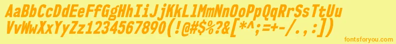 Nk57MonospaceCdEbIt Font – Orange Fonts on Yellow Background