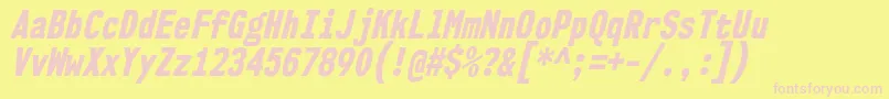 Nk57MonospaceCdEbIt Font – Pink Fonts on Yellow Background