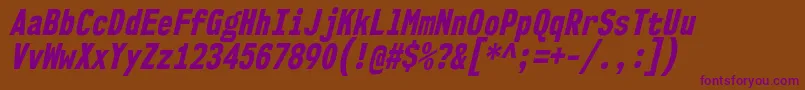 Nk57MonospaceCdEbIt Font – Purple Fonts on Brown Background
