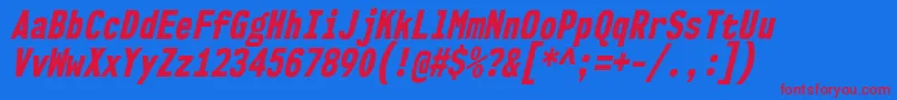 Nk57MonospaceCdEbIt-fontti – punaiset fontit sinisellä taustalla