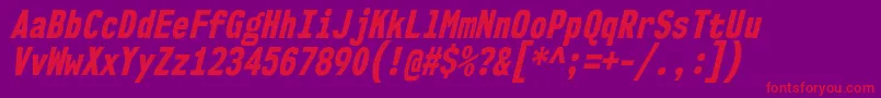 Nk57MonospaceCdEbIt-Schriftart – Rote Schriften auf violettem Hintergrund