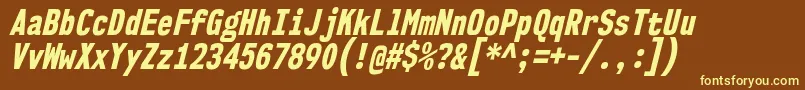 Nk57MonospaceCdEbIt Font – Yellow Fonts on Brown Background