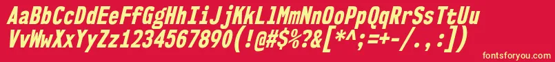 Nk57MonospaceCdEbIt Font – Yellow Fonts on Red Background