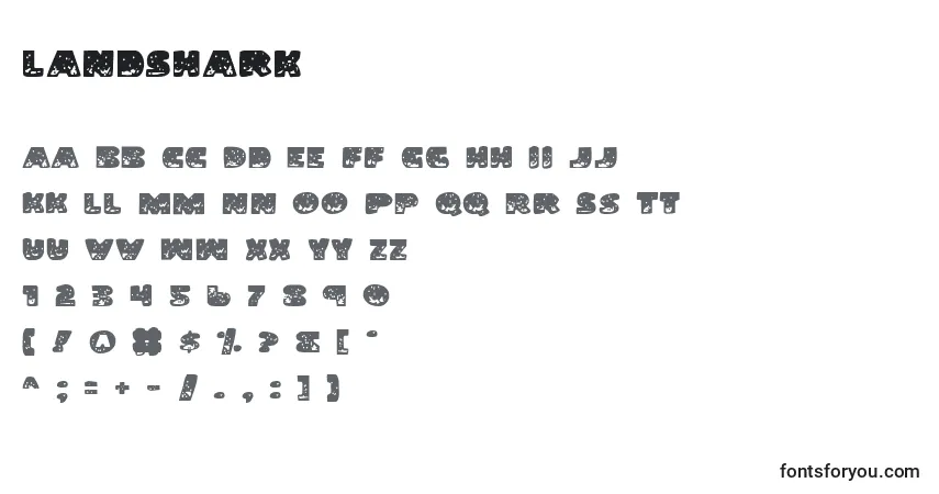 Schriftart LandShark – Alphabet, Zahlen, spezielle Symbole