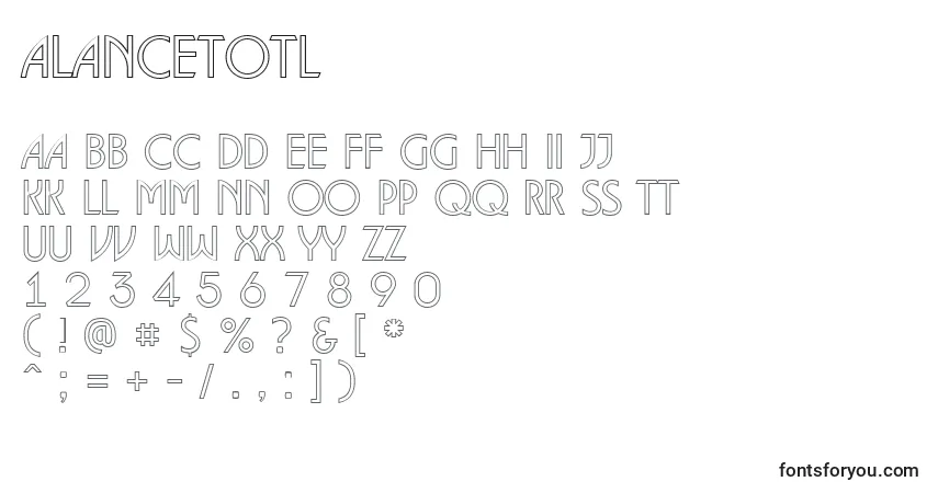 Czcionka ALancetotl – alfabet, cyfry, specjalne znaki