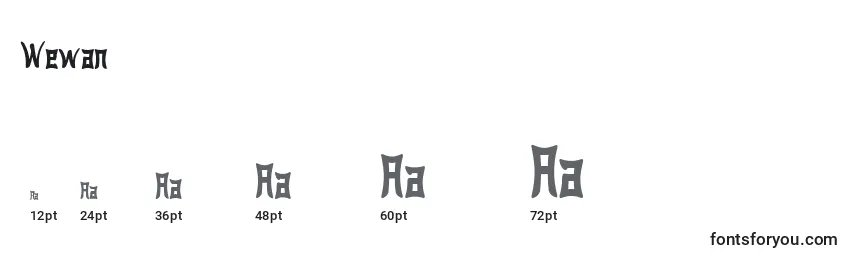 Размеры шрифта Wewan