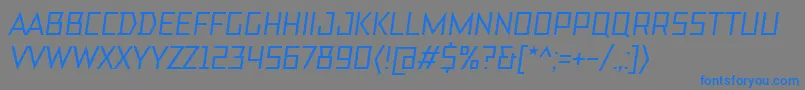 Czcionka TtBricksMediumItalic – niebieskie czcionki na szarym tle