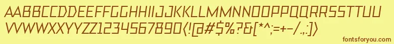 TtBricksMediumItalic-fontti – ruskeat fontit keltaisella taustalla
