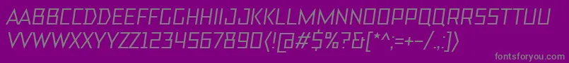TtBricksMediumItalic-fontti – harmaat kirjasimet violetilla taustalla