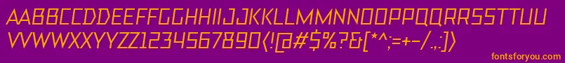 TtBricksMediumItalic-Schriftart – Orangefarbene Schriften auf violettem Hintergrund