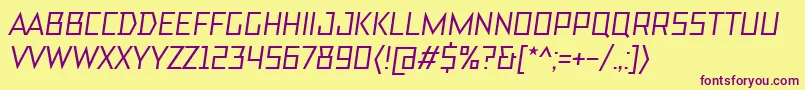 フォントTtBricksMediumItalic – 紫色のフォント、黄色の背景