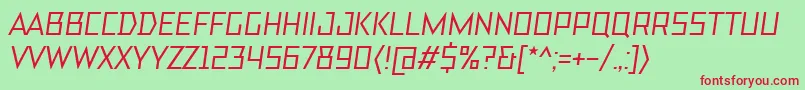 TtBricksMediumItalic Font – Red Fonts on Green Background