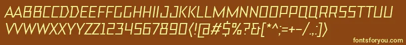 TtBricksMediumItalic Font – Yellow Fonts on Brown Background
