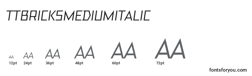 Размеры шрифта TtBricksMediumItalic