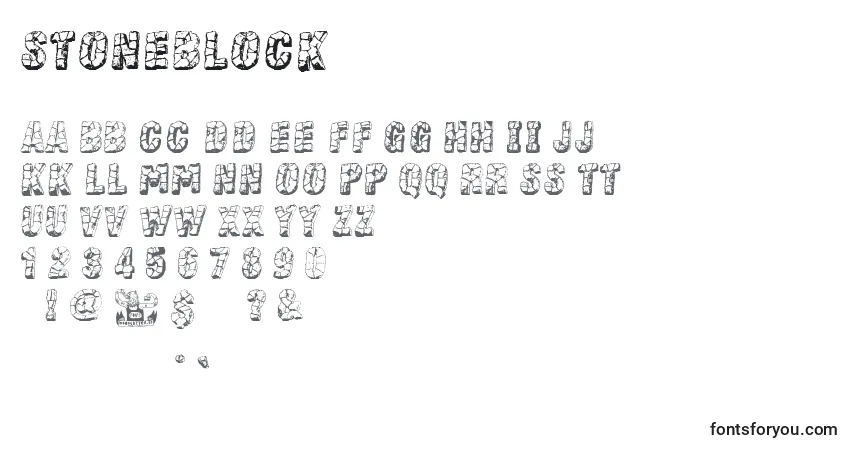 StoneBlock font – alphabet, numbers, special characters