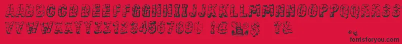 StoneBlock-Schriftart – Schwarze Schriften auf rotem Hintergrund