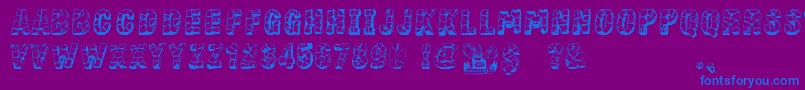 StoneBlock-Schriftart – Blaue Schriften auf violettem Hintergrund