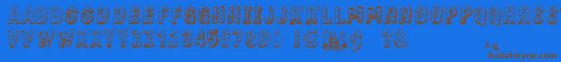 フォントStoneBlock – 茶色の文字が青い背景にあります。