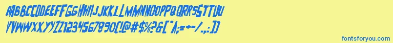 フォントZakensteinital – 青い文字が黄色の背景にあります。