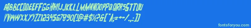 Zakensteinital Font – Green Fonts on Blue Background