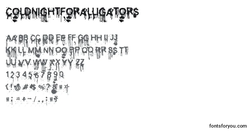 Coldnightforalligators-fontti – aakkoset, numerot, erikoismerkit