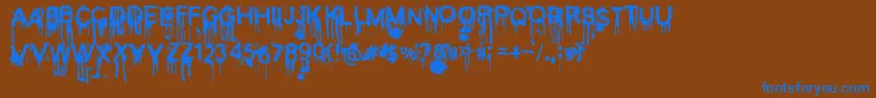 Fonte Coldnightforalligators – fontes azuis em um fundo marrom