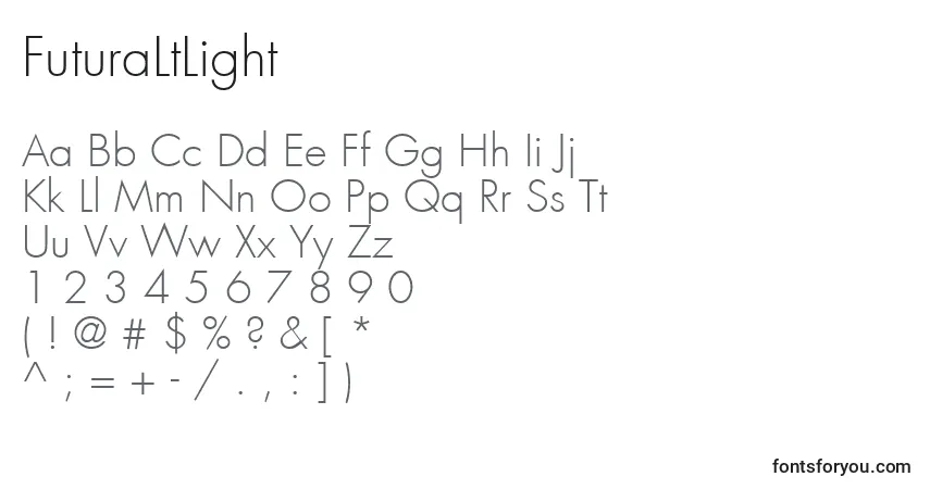 Schriftart FuturaLtLight – Alphabet, Zahlen, spezielle Symbole