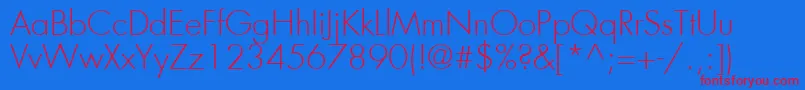 FuturaLtLight Font – Red Fonts on Blue Background