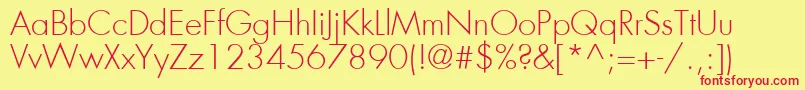 FuturaLtLight Font – Red Fonts on Yellow Background