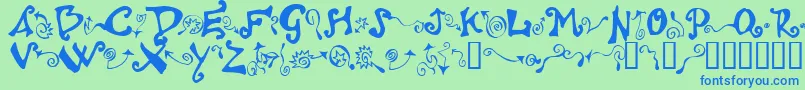 Polywog-Schriftart – Blaue Schriften auf grünem Hintergrund