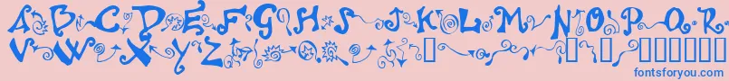 Polywog Font – Blue Fonts on Pink Background