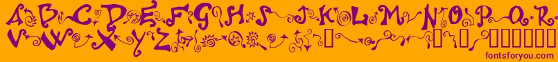 フォントPolywog – オレンジの背景に紫のフォント