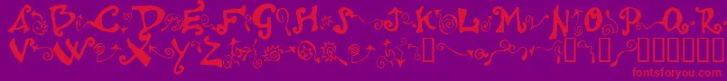 Fonte Polywog – fontes vermelhas em um fundo violeta