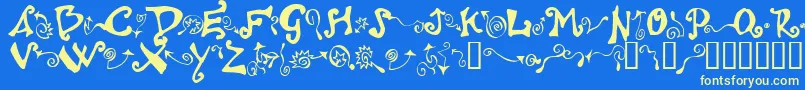 Polywog-Schriftart – Gelbe Schriften auf blauem Hintergrund