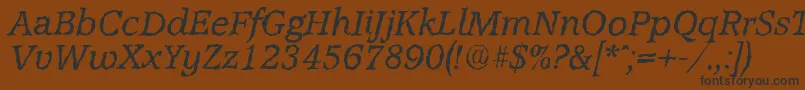 AccoladerandomItalic-Schriftart – Schwarze Schriften auf braunem Hintergrund