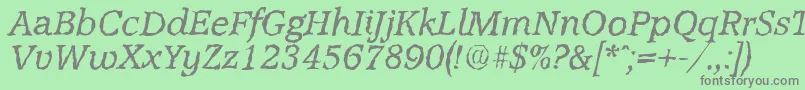 AccoladerandomItalic-Schriftart – Graue Schriften auf grünem Hintergrund