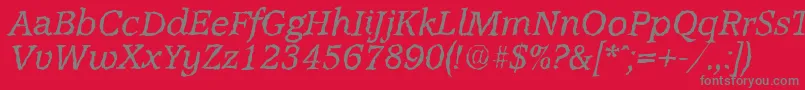 AccoladerandomItalic-Schriftart – Graue Schriften auf rotem Hintergrund