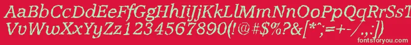 AccoladerandomItalic-Schriftart – Grüne Schriften auf rotem Hintergrund