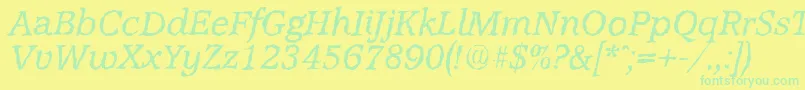 AccoladerandomItalic-Schriftart – Grüne Schriften auf gelbem Hintergrund