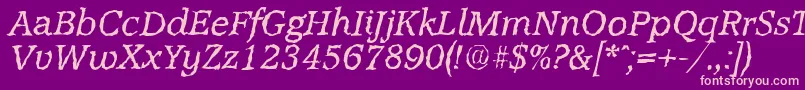 AccoladerandomItalic-Schriftart – Rosa Schriften auf violettem Hintergrund