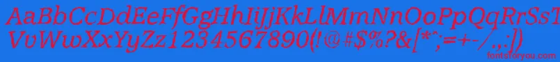 フォントAccoladerandomItalic – 赤い文字の青い背景