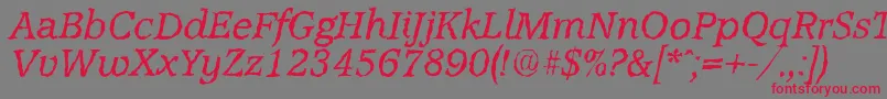 AccoladerandomItalic-fontti – punaiset fontit harmaalla taustalla