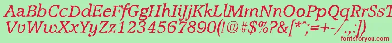 AccoladerandomItalic Font – Red Fonts on Green Background