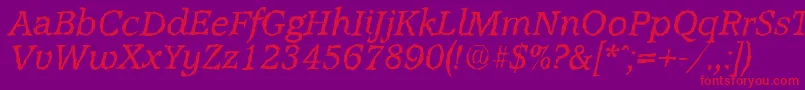 AccoladerandomItalic-Schriftart – Rote Schriften auf violettem Hintergrund