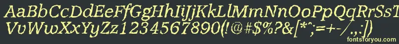 AccoladerandomItalic-Schriftart – Gelbe Schriften auf schwarzem Hintergrund
