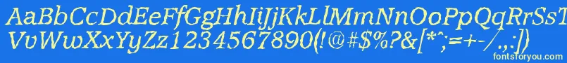 AccoladerandomItalic Font – Yellow Fonts on Blue Background